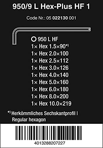Wera 950/9 Hex-Plus HF 1 六角レンチセット（ミリサイズ 9本組 保持機能付）