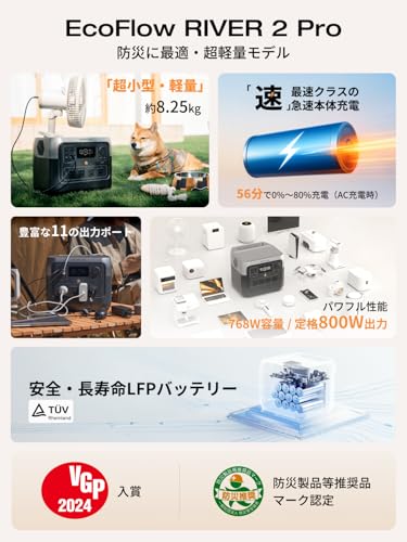 EcoFlow RIVER 2 Pro ポータブル電源 768Wh