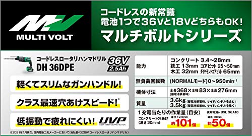 ハイコーキ DH36DPE コードレスロータリハンマドリル 36V マルチボルト SDSプラス