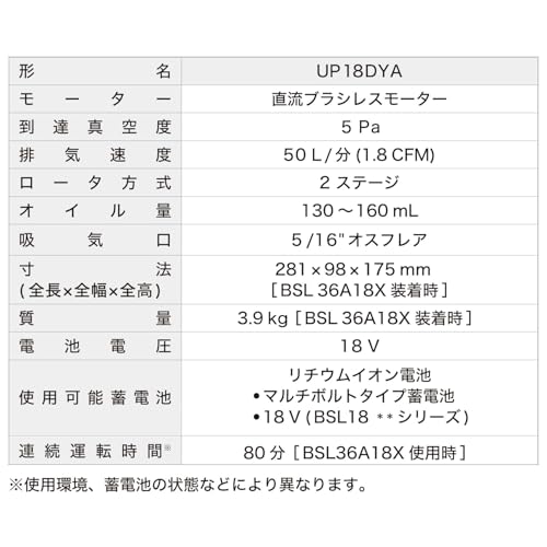 HiKOKI UP18DYA コードレス真空ポンプ 18V(マルチボルト対応)本体のみ