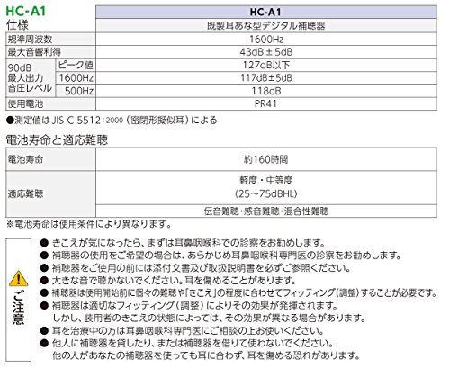 リオネット補聴器 耳あな型トリマーデジタル補聴器 HC-A1 日本製 両耳セット
