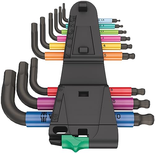 Wera 950/9 Hex-Plus 六角レンチセット 9点 マルチカラー ボールエンド付