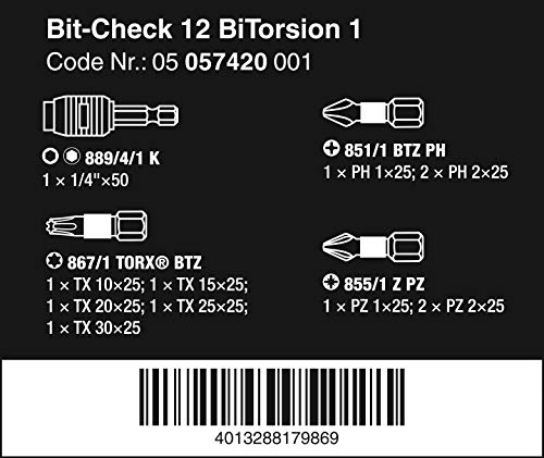 Wera Bit-Check 889/4 ドライバービットセット 12点