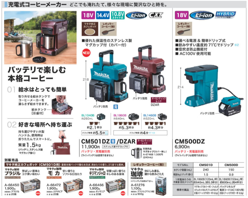 マキタ 充電式コーヒーメーカー CM501DZ