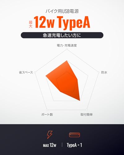 デイトナ(Daytona) バイク専用USB電源 USB-A 12W 防水 99502