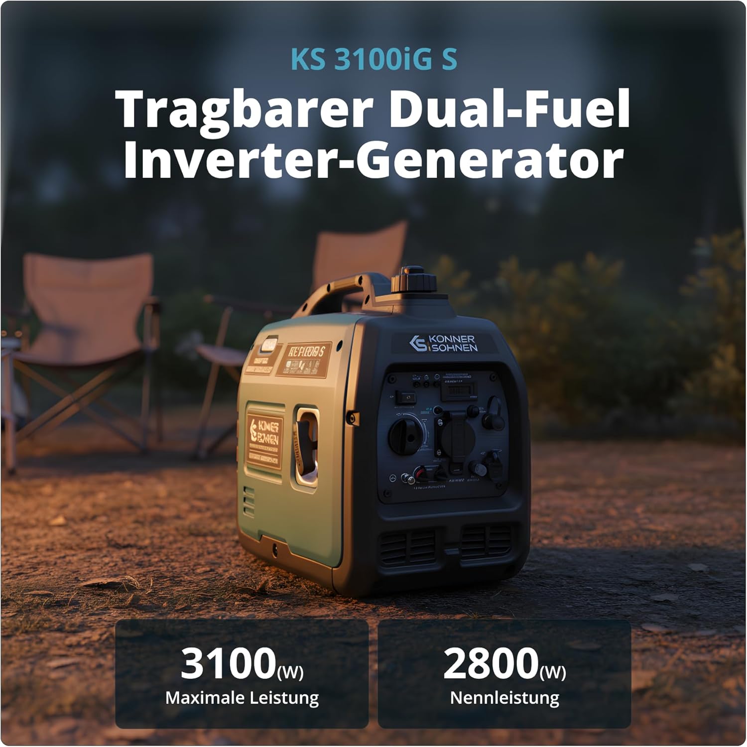Könner & Söhnen Inverter-Generator KS 3100iG S, Nennleistung 3.100 W