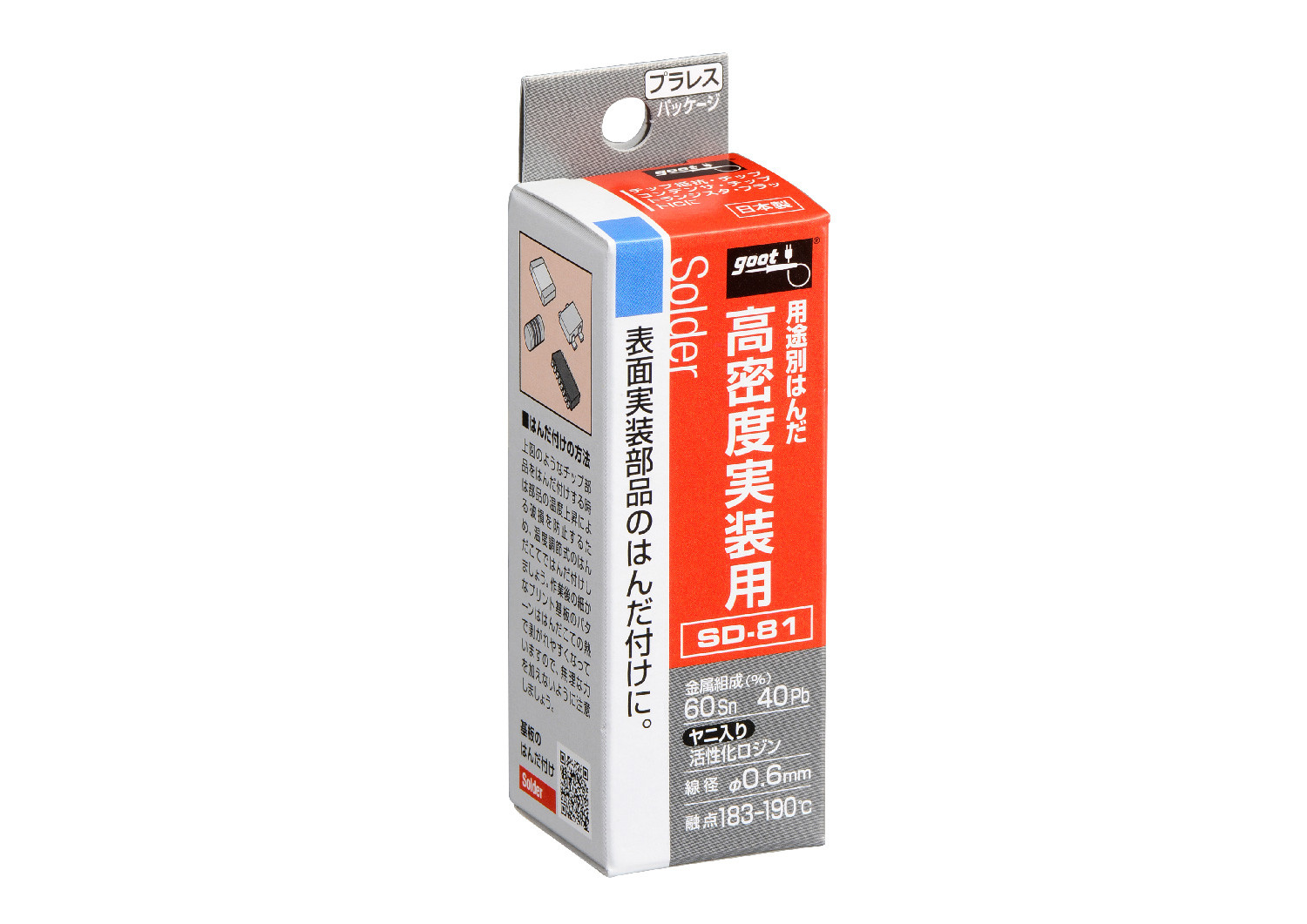 太洋電機産業(goot) 高密度実装用 鉛入りはんだ φ0.6mm 約5.5m SD-81