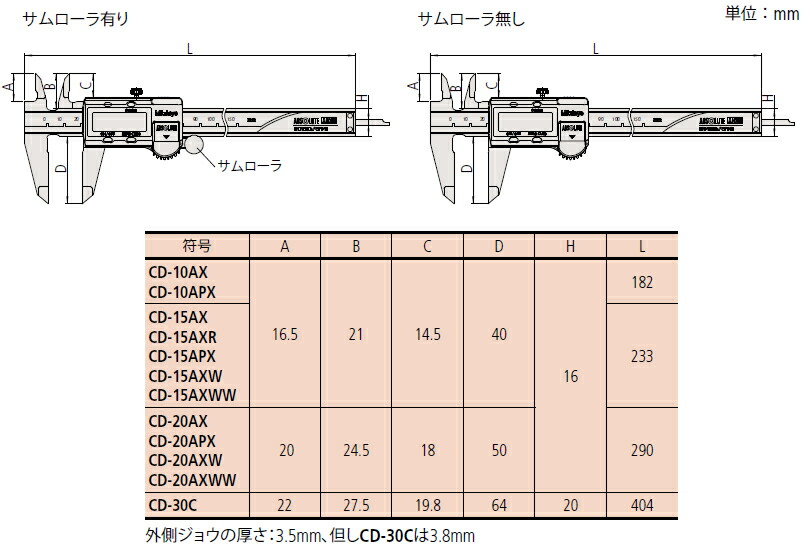 ミツトヨ(Mitutoyo) 500シリーズ ABSデジマチックキャリパ CD-15AX 500-151-30