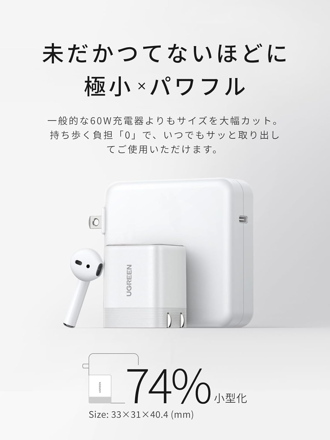UGREEN Air 65W最小級 GaN急速充電器