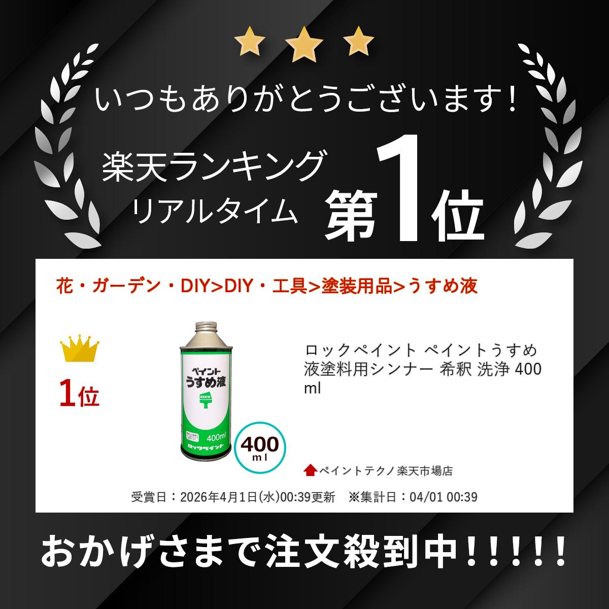 ロックペイント ペイントうすめ液(希釈・洗浄兼用) 400ml