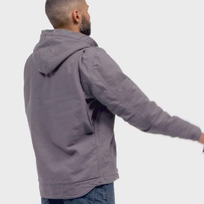 Carhartt Washed Duck Sherpa-Lined Sierra jacket in black with attached hood