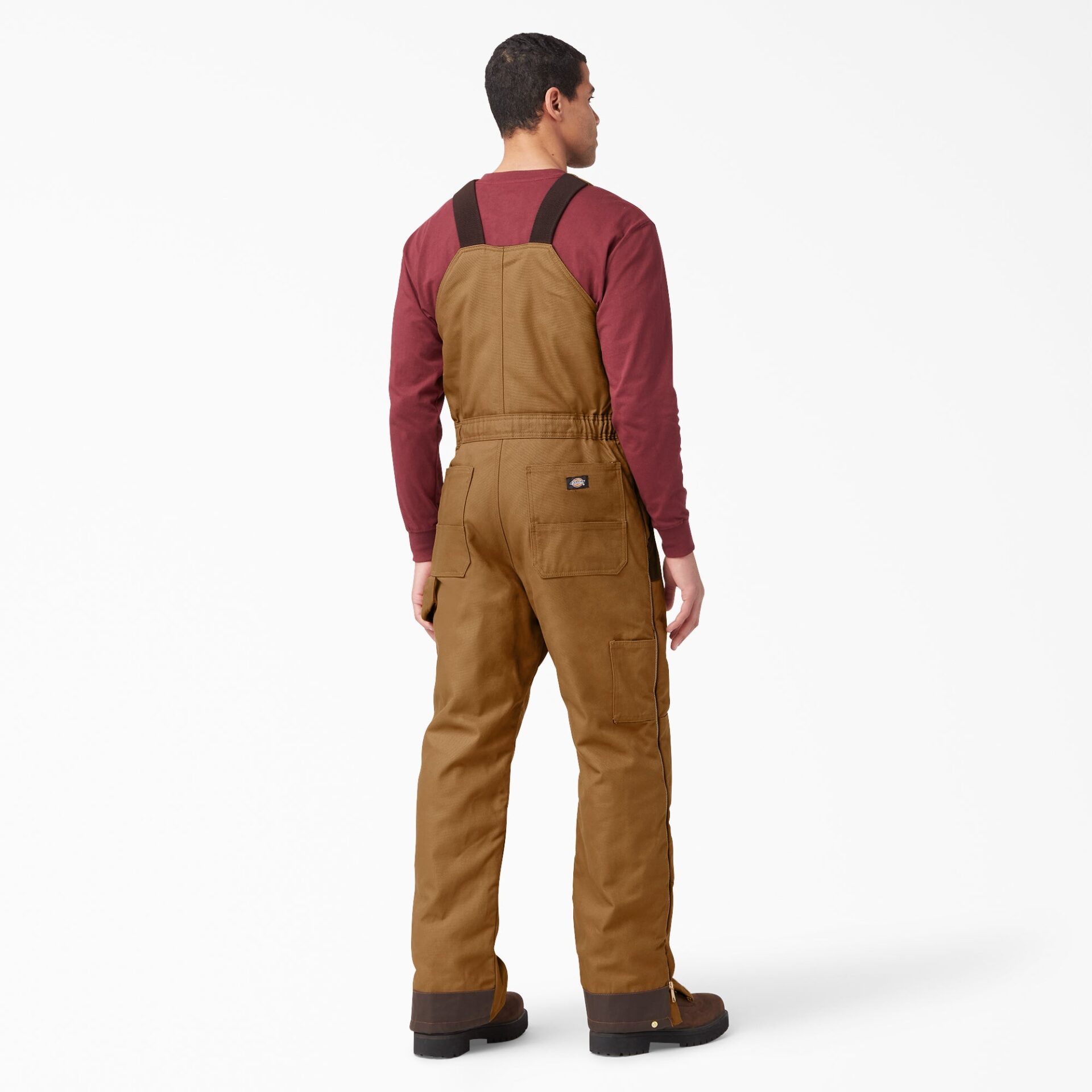 Dickies TB839 Duck Insulated Bib Overalls in brown duck, front view
