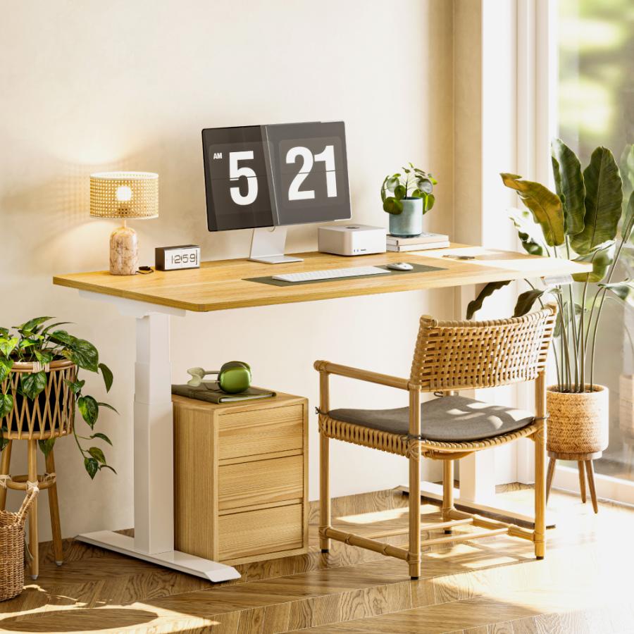 FlexiSpot 電動昇降デスク E7 Click(フレーム黒+天板グレーウッド、120×60cm)