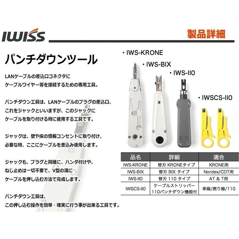 IWISS パンチダウンツール3本セット(BIX/110/KRONE)+簡易パンチダウン2本