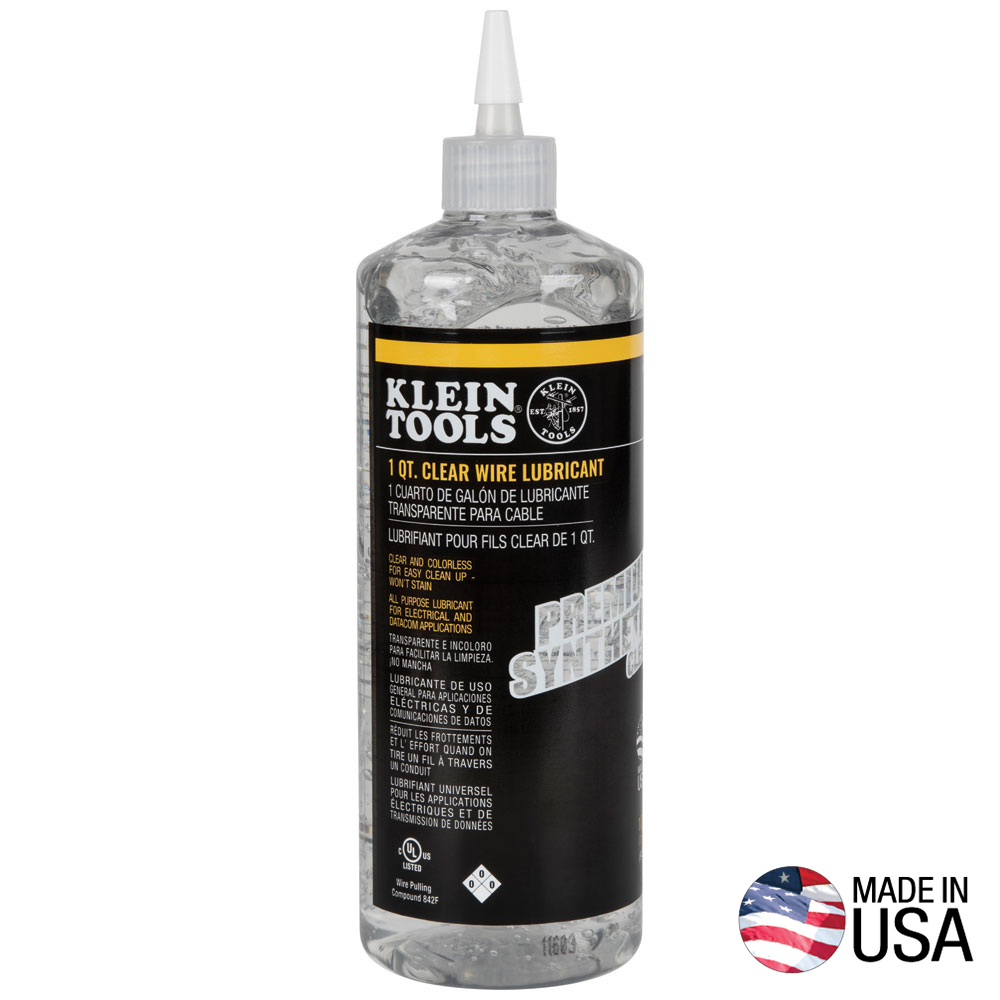 Klein Tools 51028 Premium Synthetic Clear Wire Pulling Lubricant, 1-Quart