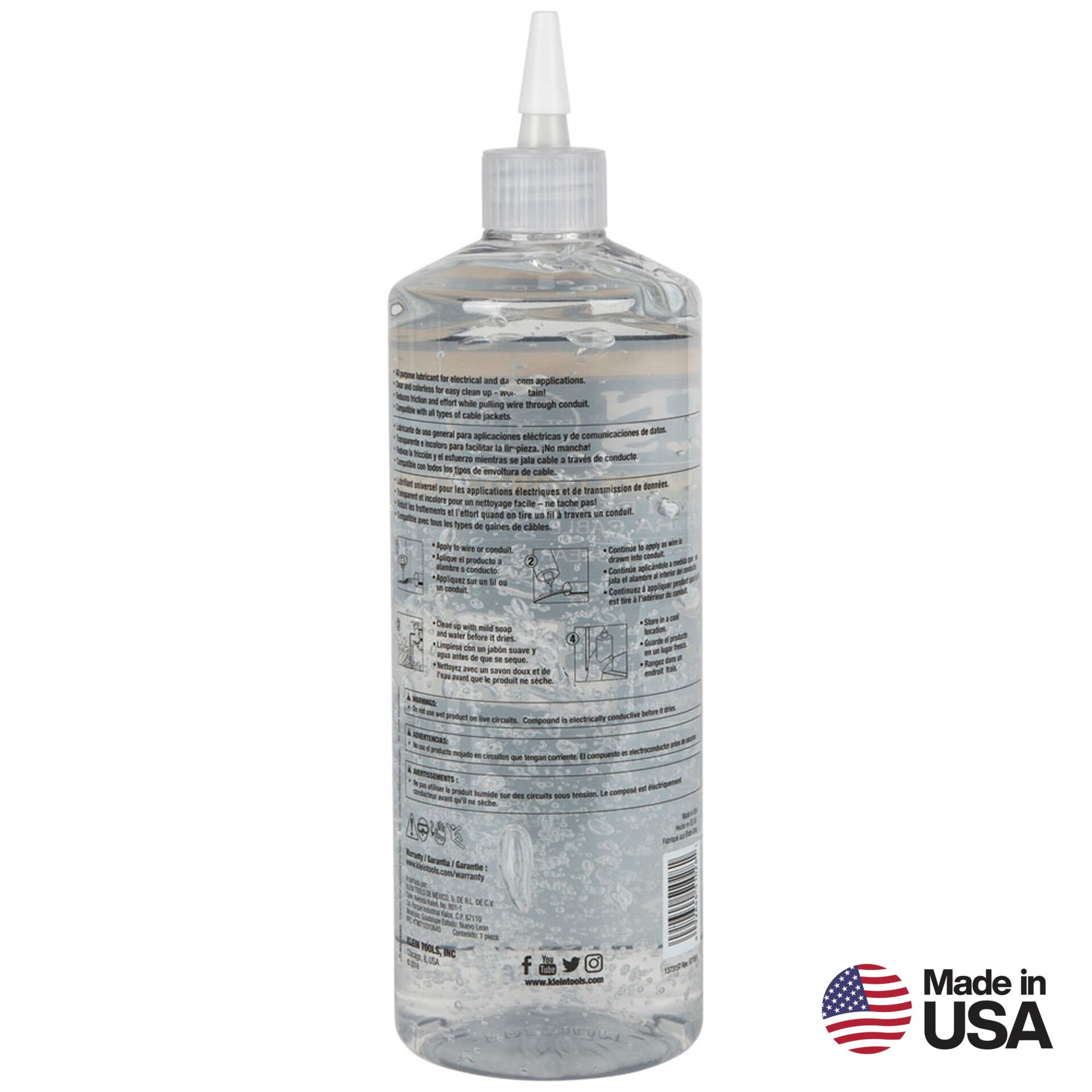 Klein Tools 51028 Premium Synthetic Clear Wire Pulling Lubricant, 1-Quart