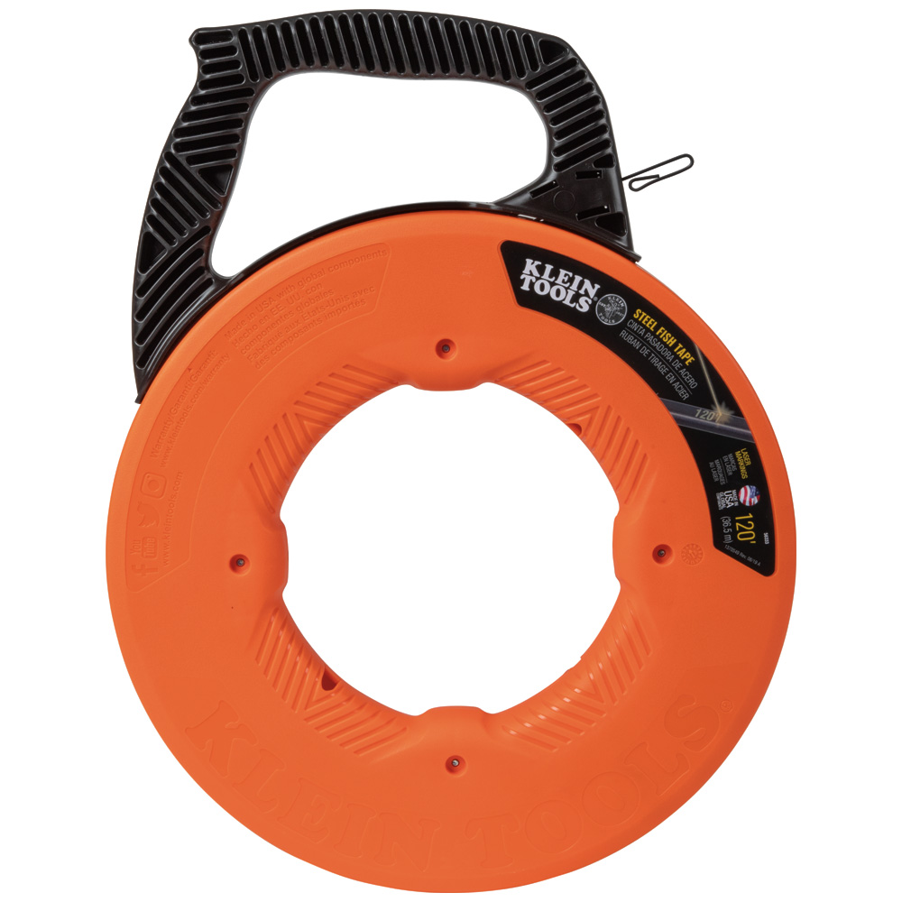 Klein Tools 56333 Steel Fish Tape, 1/8-Inch x 120-Foot