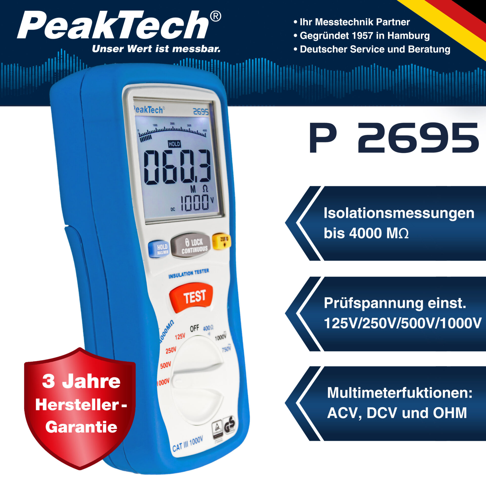 PeakTech P 2695 Digitales Isolationsmessger&auml;t Produktfoto