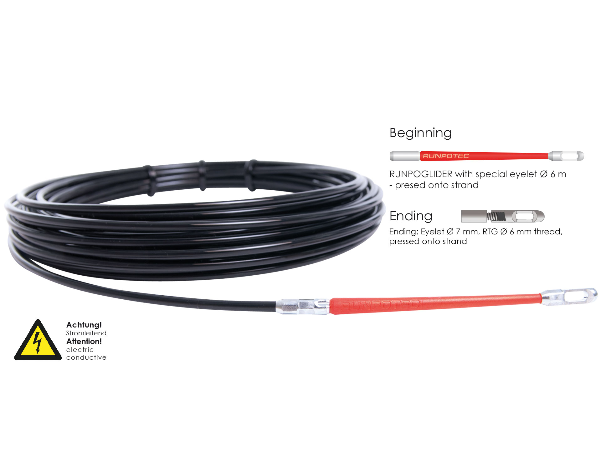 Runpotec RP1 Guía Pasacables Ø 4 mm x 30 m, Ref. 30043