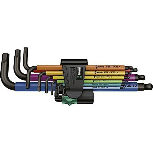 Wera(ヴェラ) 05073593001 | 950SPKL/9SMN マルチカラーヘックスキーセット 1.5~10.0mm ブラックレーザー仕上げ六角レンチ9本セット 【日本正規輸入品】