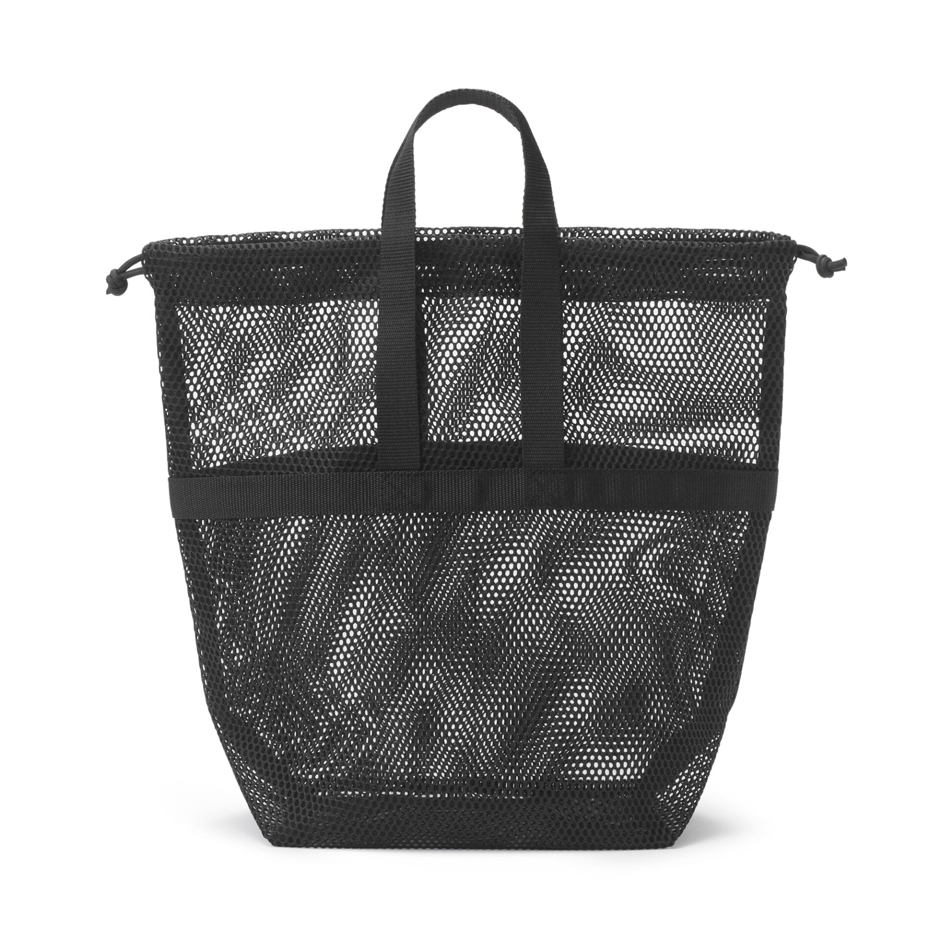 MUJI gusset mesh drawstring bag with handle, medium