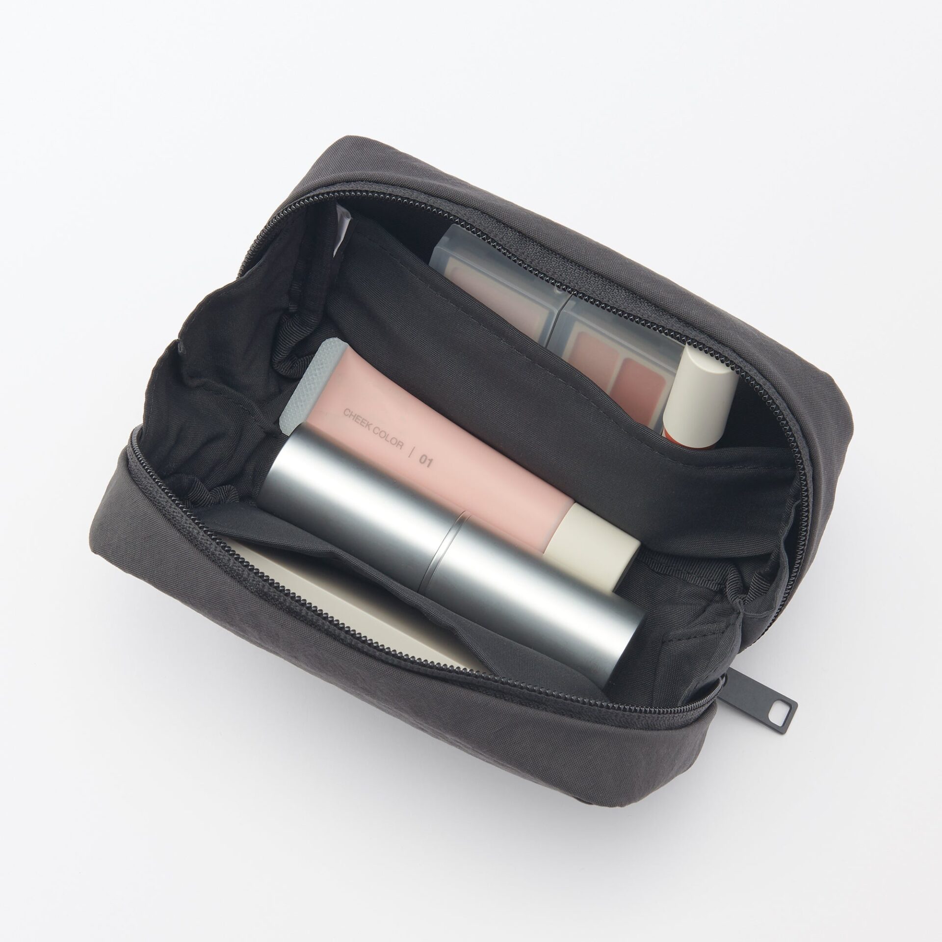 MUJI wrinkled nylon wide-opening pouch, alternate view